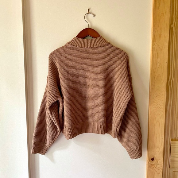 Hollister Mockneck Knitted Waffle Sweater - Camel - Picture 2 of 8